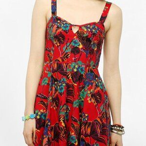 Kimchi Blue Red Tropical Print Dress - Size M
